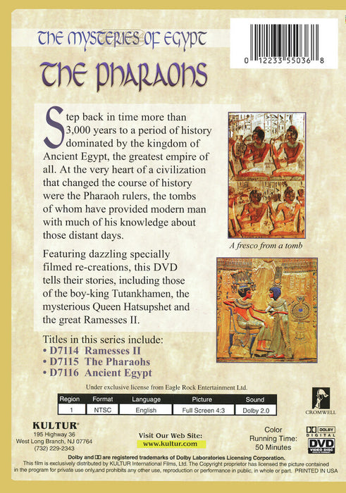 The Mysteries Of Egypt: The Pharaohs (MOD) (DVD Movie) - back cover art