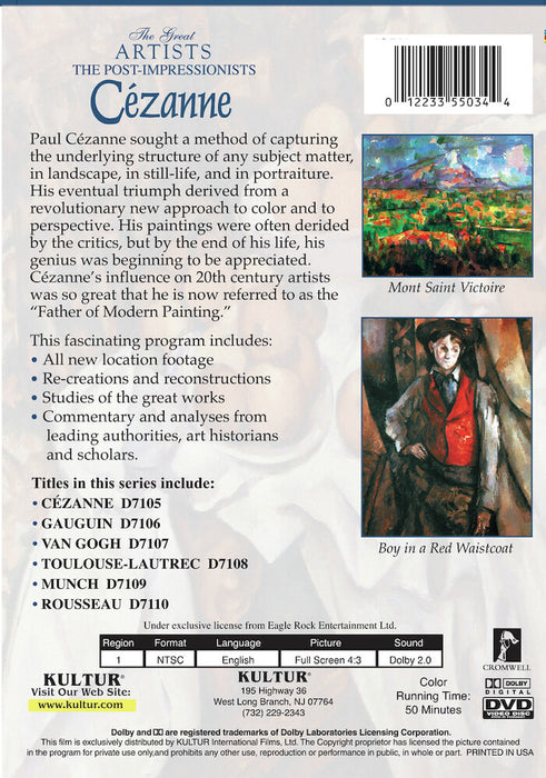 The Post-Impressionists: Cezanne (MOD) (DVD Movie) - back cover art