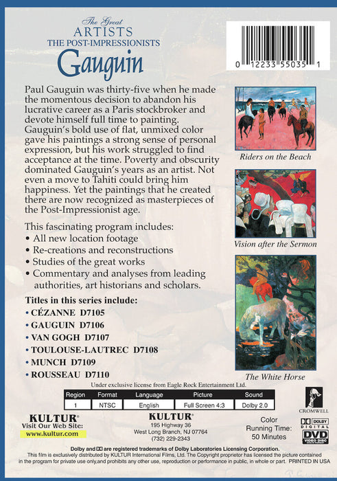 The Post-Impressionists: Gauguin (MOD) (DVD Movie) - back cover art