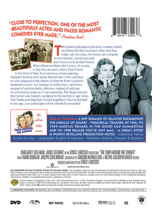 The Shop Around the Corner (MOD) (DVD Movie) - back cover art