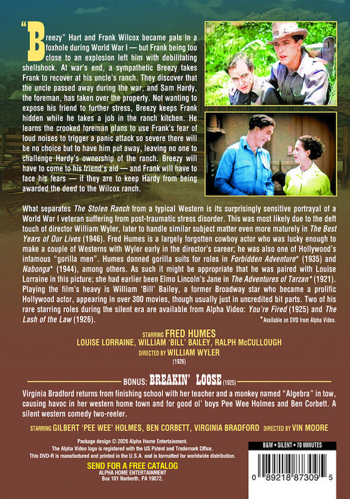 The Stolen Ranch (Silent) (MOD) (DVD Movie) - back cover art
