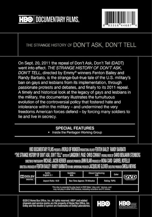 The Strange History of Don't Ask, Don't Tell (MOD) (DVD Movie) - back cover art