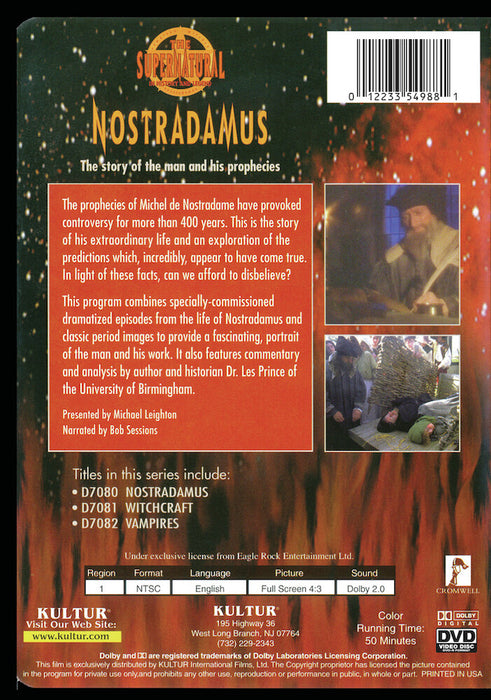 The Supernatural: Nostradamus (MOD) (DVD Movie) - back cover art
