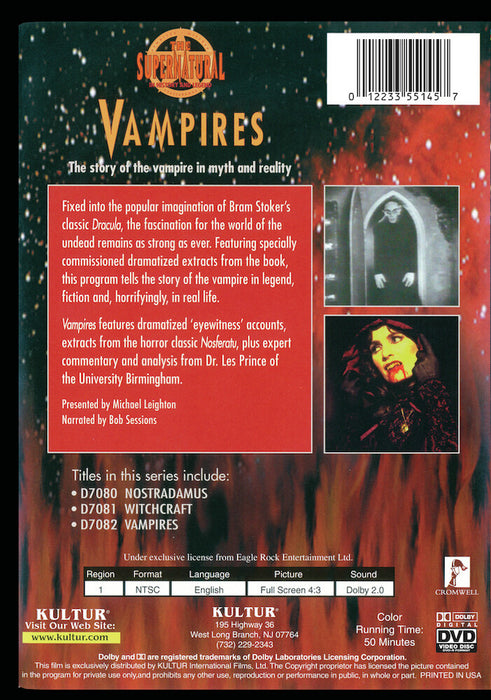 The Supernatural: Vampires (MOD) (DVD Movie) - back cover art