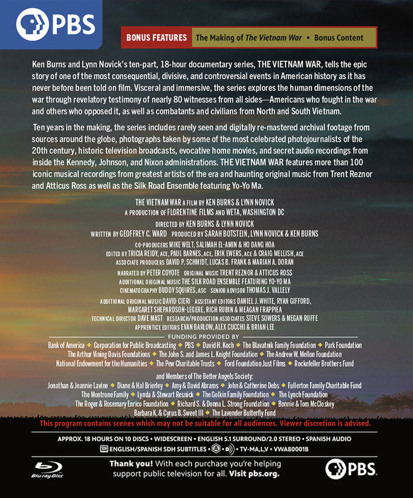 The Vietnam War: A Film by Ken Burns and Lynn Novick (MOD) (BluRay Movie) - back cover art