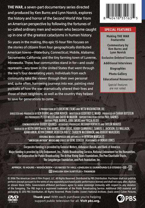 The War: A Ken Burns Film, Directed by Ken Burns and Lynn Novick (MOD) (DVD Movie) - back cover art