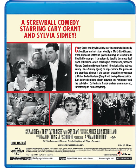 Thirty Day Princess (MOD) (BluRay Movie) - back cover art
