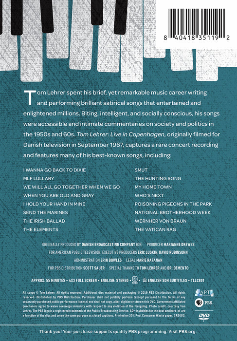 Tom Lehrer: Live in Copenhagen (MOD) (DVD Movie) - back cover art