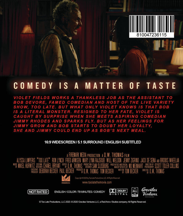 Too Late (MOD) (BluRay Movie) - back cover art