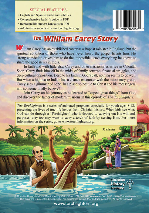 Torchlighters: The William Carey Story (MOD) (DVD Movie) - back cover art