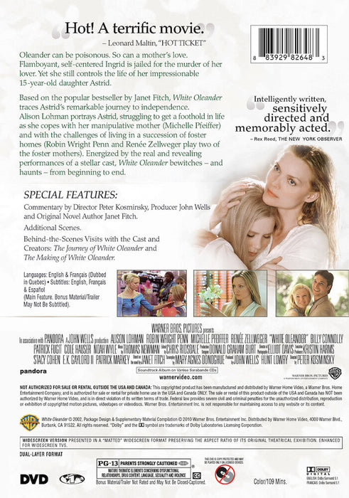 White Oleander (MOD) (DVD Movie) - back cover art